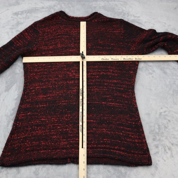 Narciso Rodriguez Sweater Womens L Red Rose Combo Cardigan Open Front Knit - Picture 3 of 15